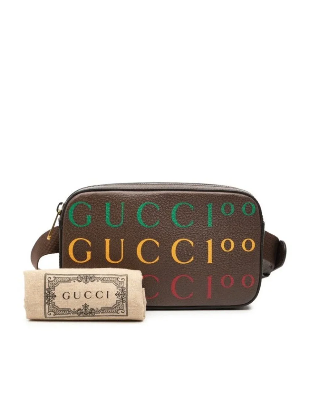 Gucci Anniversary Logo Waist Bag Brown Leather